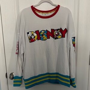 Disney White Shirt with Red, Blue, and Yellow Accents